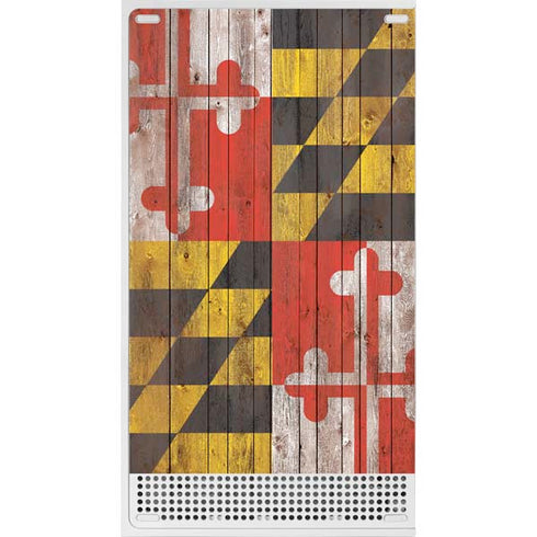 Maryland Flag Dark Wood Xbox Series S Console Skin